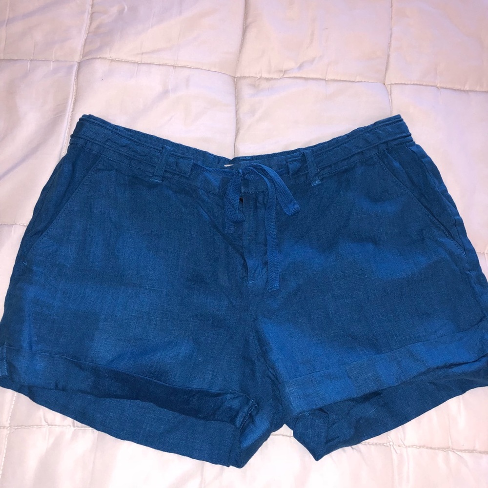Turquoise Linen Joie Shorts